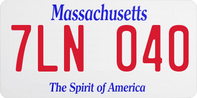 MA license plate 7LN040