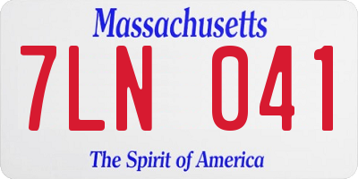 MA license plate 7LN041