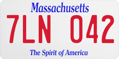 MA license plate 7LN042