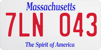 MA license plate 7LN043