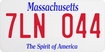 MA license plate 7LN044