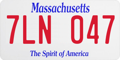 MA license plate 7LN047
