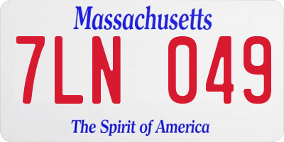 MA license plate 7LN049