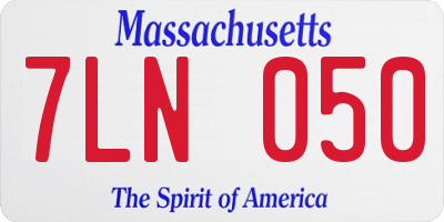 MA license plate 7LN050