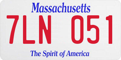 MA license plate 7LN051