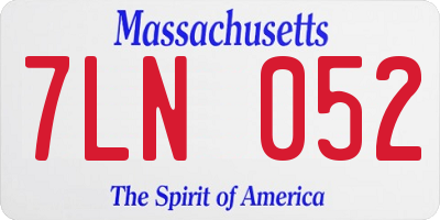 MA license plate 7LN052
