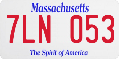 MA license plate 7LN053