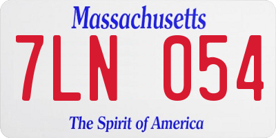 MA license plate 7LN054