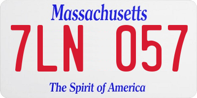 MA license plate 7LN057