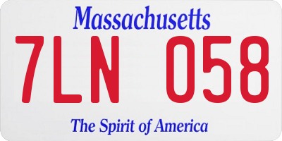 MA license plate 7LN058