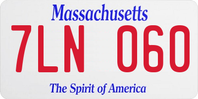 MA license plate 7LN060