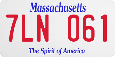 MA license plate 7LN061