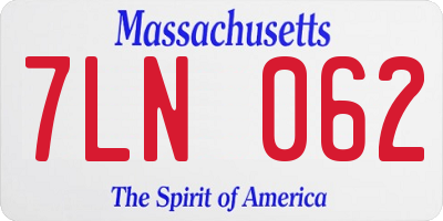 MA license plate 7LN062