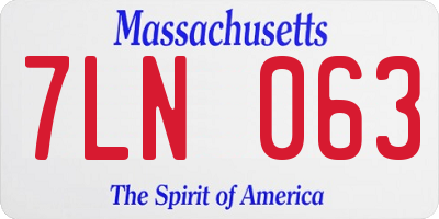 MA license plate 7LN063