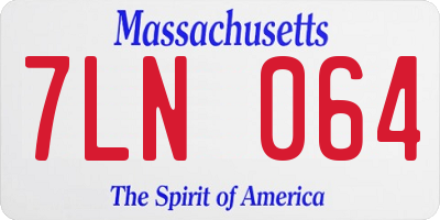 MA license plate 7LN064
