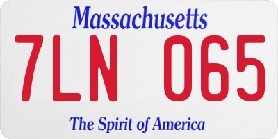 MA license plate 7LN065