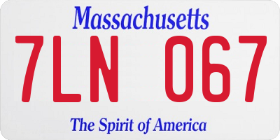 MA license plate 7LN067