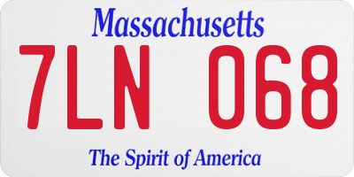 MA license plate 7LN068