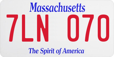 MA license plate 7LN070