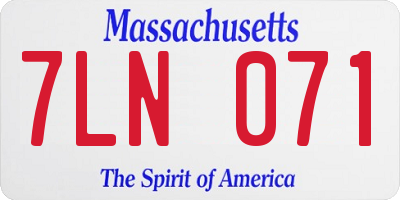MA license plate 7LN071