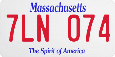 MA license plate 7LN074