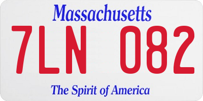 MA license plate 7LN082