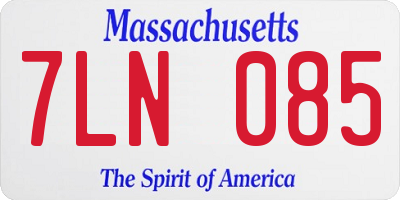 MA license plate 7LN085