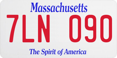 MA license plate 7LN090