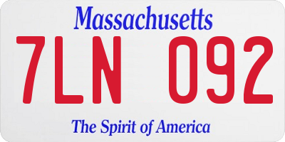 MA license plate 7LN092