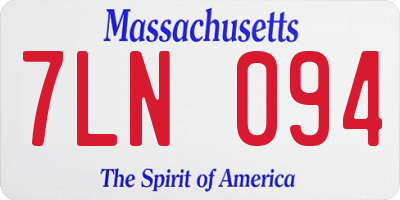 MA license plate 7LN094