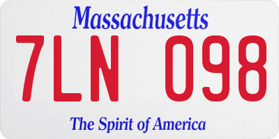MA license plate 7LN098