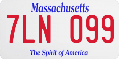 MA license plate 7LN099