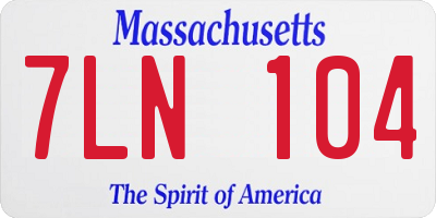 MA license plate 7LN104