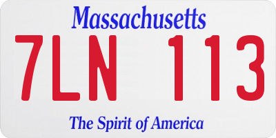 MA license plate 7LN113