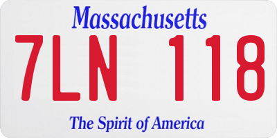 MA license plate 7LN118