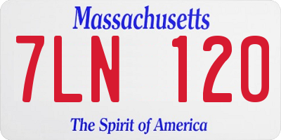 MA license plate 7LN120