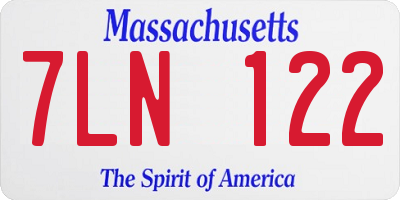MA license plate 7LN122
