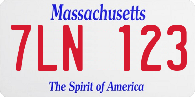 MA license plate 7LN123