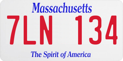 MA license plate 7LN134