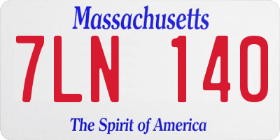 MA license plate 7LN140
