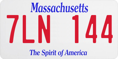 MA license plate 7LN144