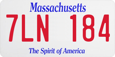 MA license plate 7LN184