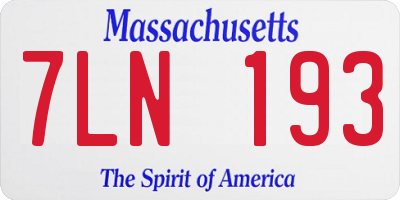 MA license plate 7LN193