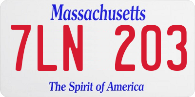MA license plate 7LN203