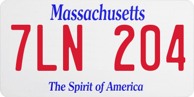MA license plate 7LN204