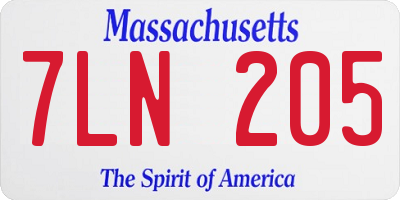 MA license plate 7LN205
