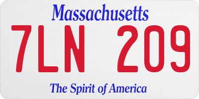 MA license plate 7LN209