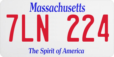 MA license plate 7LN224