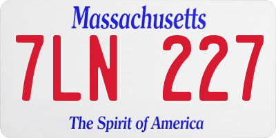 MA license plate 7LN227