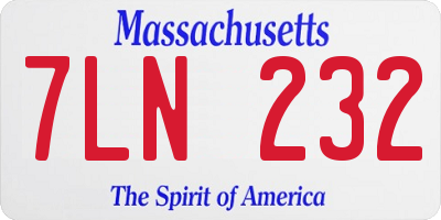 MA license plate 7LN232